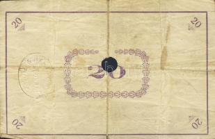 Pápa 1919. "Pápai csekk" 10K (2x), 20K (2x) lyukasztással érvénytelenítve T:III,III/IV