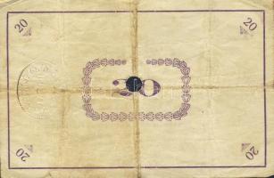 Pápa 1919. "Pápai csekk" 10K (2x), 20K (2x) lyukasztással érvénytelenítve T:III,III/IV