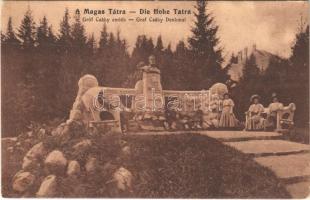 1916 Tátralomnic, Tatranská Lomnica (Magas-Tátra, Vysoké Tatry); Gróf Csáky emlék. Kuszmann gyula 143. 1912. / Denkmal / monument