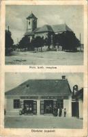 1934 Bajna, Római katolikus templom, korlátlan bor, sör és pálinka mérés, Hangya fogy. szövetkezet üzlete és saját kiadása (szakadás / tear)