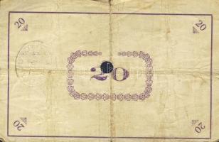 Pápa 1919. "Pápai csekk" 10K (2x), 20K (2x) lyukasztással érvénytelenítve T:III-,III-/IV