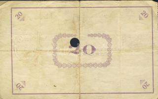 Pápa 1919. "Pápai csekk" 10K (2x), 20K (2x) lyukasztással érvénytelenítve T:III-,III-/IV