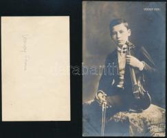 Vecsey Ferenc (1893-1935) hegedűművész és zeneszerző aláírása papírlapon + az őt ábrázoló kép