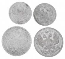 Orosz Birodalom 1906-1910. 20k Ag (2xklf) + 1912-1913. 10k Ag (2xklf) T:2-3
Russian Empire 1906-191...