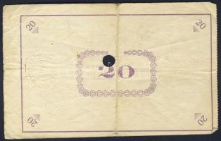 Pápa 1919. "Pápai csekk" 10K (2x) egyugrású sorszámmal, 20K (2x) lyukasztással érvénytelen...