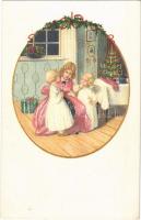 Karácsonyi gyerekek / Christmas and children. M.M. Nr. 1206. litho s: Pauli Ebner