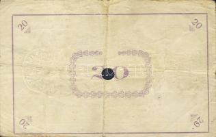 Pápa 1919. "Pápai csekk" 10K (2x), 20K (2x) lyukasztással érvénytelenítve T:III-,III-/IV,I...