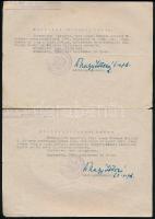 1943-1944 M. Kir. 534. sz. hadikórház parancsnoksága által kiállított 4 db igazoló irat