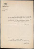 1941 Bp., Báró Bánffy Dániel nagybirtokos, miniszter által aláírt okirat