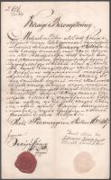 1867 Pócsmegyer község viaszpecsétes bizonyítványa orvos részére