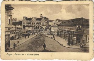 1917 Lugos, Lugoj; Eötvös tér, üzletek. Nagel Sándor kiadása / square, shops (Rb)