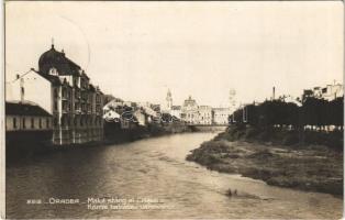 1934 Nagyvárad, Oradea; Malul stang al Crisului / Körös bal oldali városrész, zsinagóga / Cris riverside, synagogue