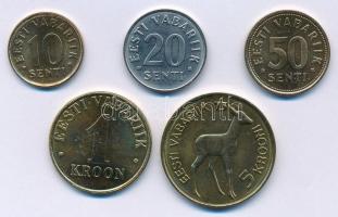Észtország 1993-2006. 10s-5K (5xklf) forgalmi összeállítás T:1- Estonia 1993-2006. 10 Senti - 5 Krooni (5xdiff) coin set C:AU