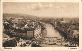 1942 Nagyvárad, Oradea; Körös részlet, híd, zsinagóga / Cris riverside, bridge, synagogue (EK)
