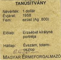 Kanada 1958. 1$ Ag "Brit-Kolumbia-Totemoszlop" T:2 apró ph