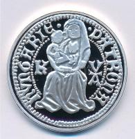 DN A legértékesebb magyar érmék - Hunyadi Mátyás ezüst garasának replikája ezüstözött Cu emlékérem, COPY jelzéssel, tanúsítvánnyal (40mm) T:PP
