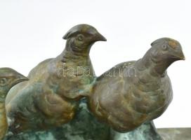 Friedrich Gornik (1877-1943): Asztali tintatartó, tetején plasztikus fácán figurákkal díszített, bro...