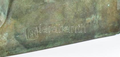 Friedrich Gornik (1877-1943): Asztali tintatartó, tetején plasztikus fácán figurákkal díszített, bro...