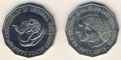 Ausztrália 1981. 50c "Charles & Diana" + 1991. 50c "25 éves a tízes pénzrendszer&...