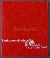Banknoten Briefe aus aller Welt piros, plüssborítású, négygyűrűs album berakólapok nélkül, plüssborítású tokban