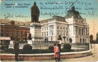 1915 Nagyvárad, Oradea; Szent László szobor, városháza / statue, town hall (EB)