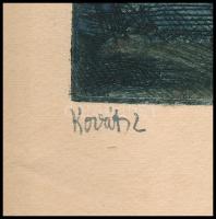 Kováts '930 jelzéssel: Templom. Színezett rézkarc, papír, jelzett, 26×21,5 cm