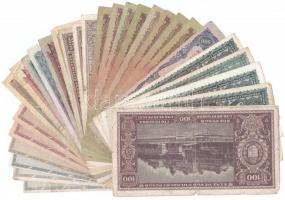 30db-os vegyes Pengő- és Forint bankjegytétel, közte eltolódott elő- és/vagy hátlapi nyomatú darabok...