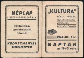 1945 Kultura Könyv-, papír és írószer-kereskedés kártyanaptára