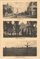 1911 Kiskunfélegyháza, Kossuth utca, Állami tanítóképezde, félegyházi szélmalom. Roykó B. kiadása (kis szakadások / small tears)
