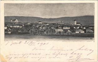 1901 Bát, Asszonyvásár, Frauenmarkt, Batovce; látkép, templomok / general view, churches (r)