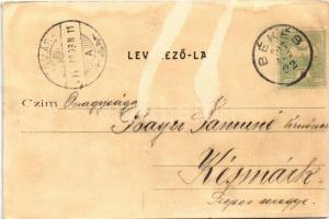 1905 Békés, Fehér-Körös kőhídja és környéke, templom. Véver Oszkár kiadása (r)