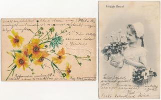 10 db főleg RÉGI üdvözlő motívum képeslap vegyes minőségben / 10 mostly pre-1945 greeting motive pos...