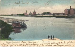 1903 Szolnok, Tisza részlet, templomok, zsinagóga (EB)
