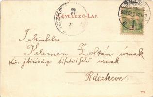 1903 Szolnok, Tisza részlet, templomok, zsinagóga (EB)