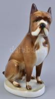Zsolnay porcelán boxer kutya, kézzel festett, jelzett, hibátlan, m: 13 cm