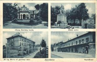 1939 Szentlőrinc (Baranya), Herceg Esterházy kastély, Hősök szobra, Horthy Miklós téli gazdasági iskola, vasútállomás (EK)