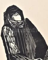 Makrisz Zizi (1924- ): Ülő alak. Linómetszet, papír, jelzett. Hátoldalán Rézkarcoló Művészek Alkotók...