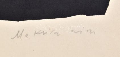Makrisz Zizi (1924- ): Ülő alak. Linómetszet, papír, jelzett. Hátoldalán Rézkarcoló Művészek Alkotók...