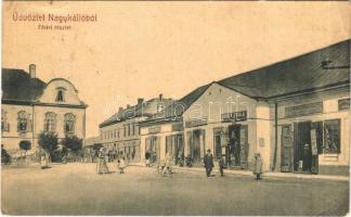 1908 Nagykálló, Fő tér, Borsy Gyula üzlete, M. kir. dohány és szivar tőzsde. W.L. (Rb)