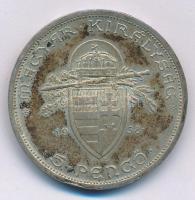 1938. 5P Ag "Szent István" T:2 patina Adamo P8.1