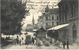 1908 Brassó, Kronstadt, Brasov; Rezső tér, étterem terasza, autó. H. Zeidner / Rudolfsring / square, restaurant terrace, automobile