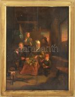 XVII. vagy XVIII. sz. holland festő alkotása, jelzés nélkül (Adrian van Ostade köre?): Család. Olaj,...
