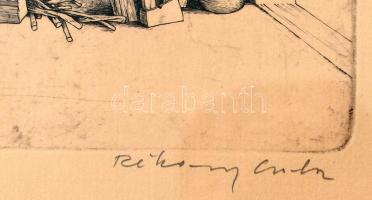 Rékassy Csaba (1937-1989): Pálinkafőzde. Rézkarc, papír, jelzett. Rékassy Csaba autográf ajándékozás...