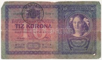 1904. 10K hamis, fekete Romania Timbru Special felülbélyegzéssel T:III- szakadások Adamo K10Be