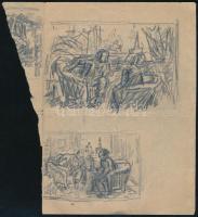 Pór Bertalan (1880-1964): Vázlat. Ceruza, papír, jelzés nélkül, 20×15 cm