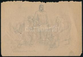 Pór Bertalan (1880-1964): Vázlat. Ceruza, papír, jelzés nélkül, 14×20 cm