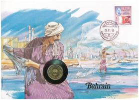 Bahrein 1992. 5f sárgaréz felbélyegzett borítékban, bélyegzéssel T:1 Bahrain 1992. 5 Fils brass in envelope with stamp and cancellation C:UNC