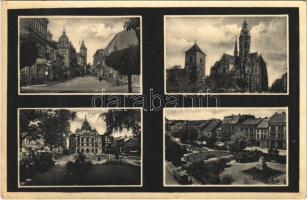 1936 Kassa, Kosice; Székesegyház, Színház, villamos, utca / cathedral, theatre, tram, street view (EB)