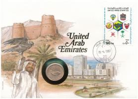 Egyesült Arab Emirátusok 1973. 5f Br felbélyegzett borítékban, bélyegzéssel T:1- United Arab Emirates 1973. 5 Fils Br in envelope with stamp and cancellation C:AU patina