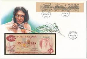 Guyana 1983. 1$ felbélyegzett borítékban, bélyegzéssel T:1 Guyana 1983. 1 Dollar in envelope with stamp and cancellation C:UNC